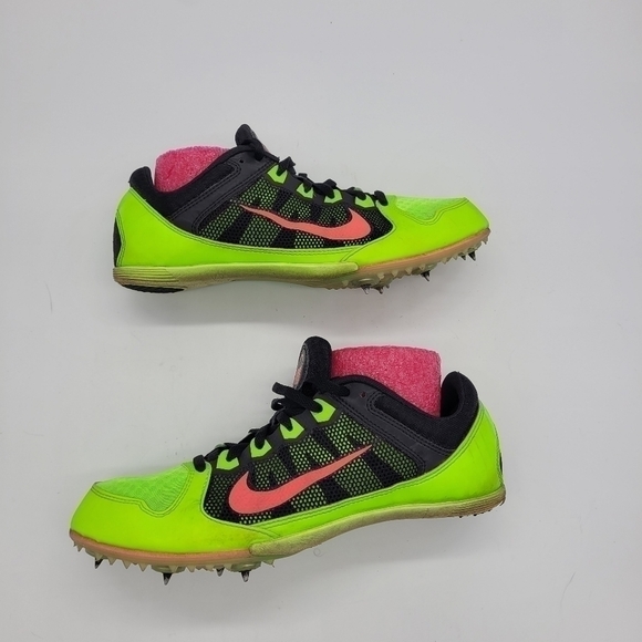 Nike Shoes Men 9.5 ZOOM Rival 7 MD Neon Green & Pink Track Cleats - Picture 7 of 13
